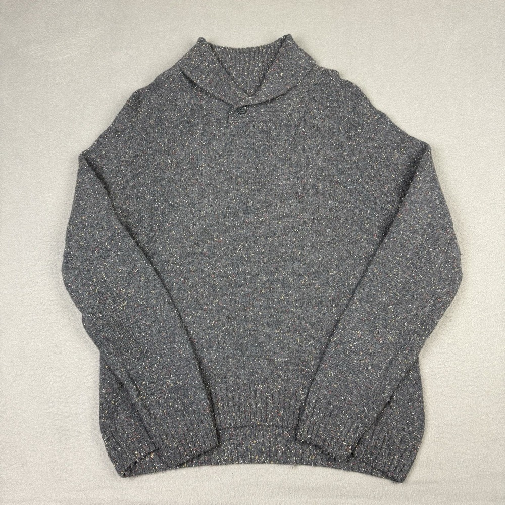 Aran Woollen Sweater Mens Medium Mills Lambswool Shawl Neck